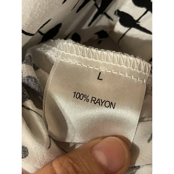 Jane + Delancey Womens Bird Print Short Sleeve Button Down Shirt Size L White - Picture 9 of 14